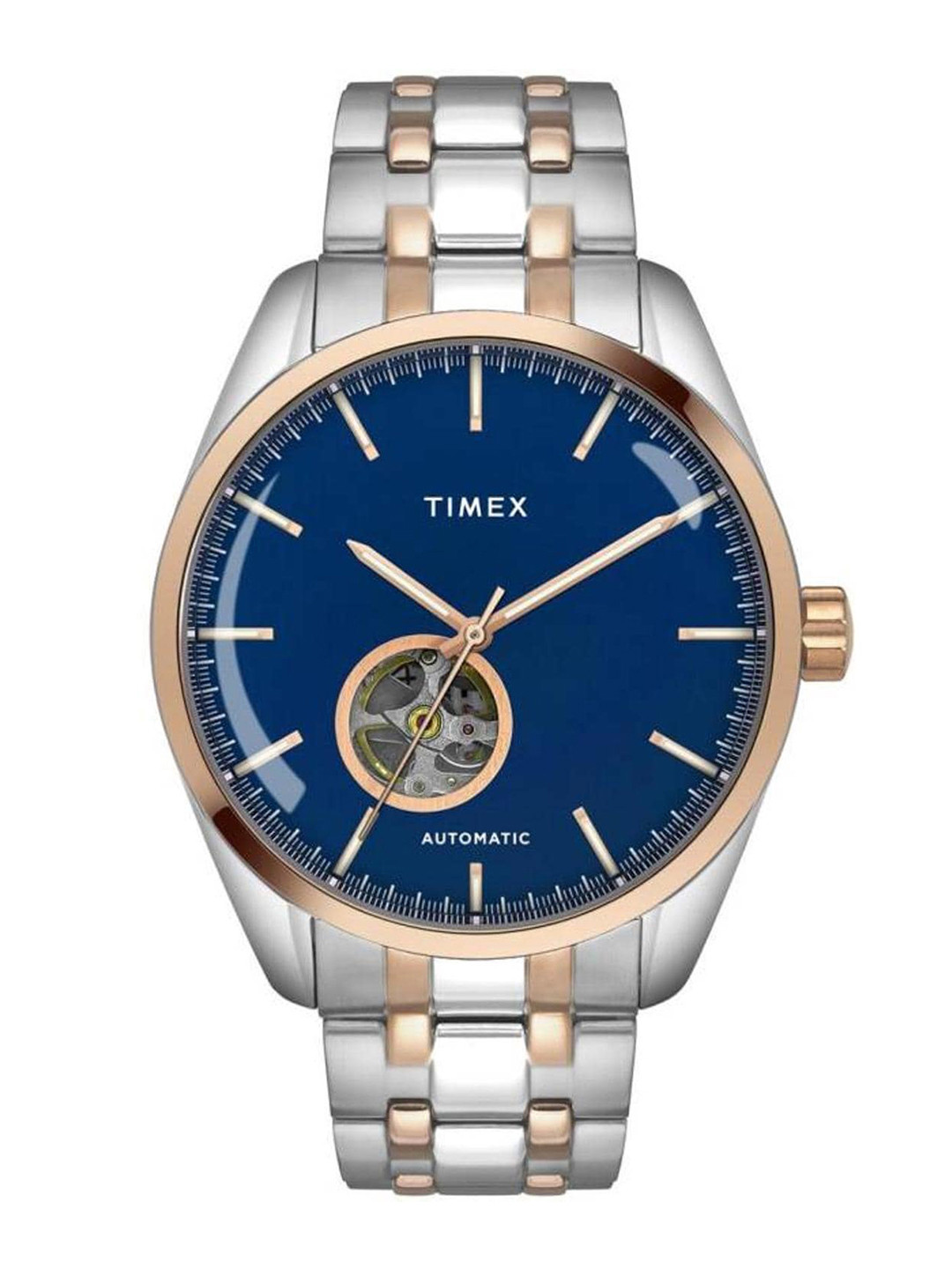 

Timex Men Skeleton Dial & Stainless Steel Bracelet Style Straps Analogue Watch TWEG17506, Blue