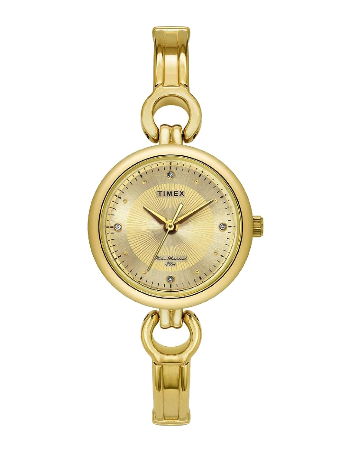 

Timex Women Brass Embellished Dial & Bracelet Style Straps Analogue Watch TWEL11423, Gold