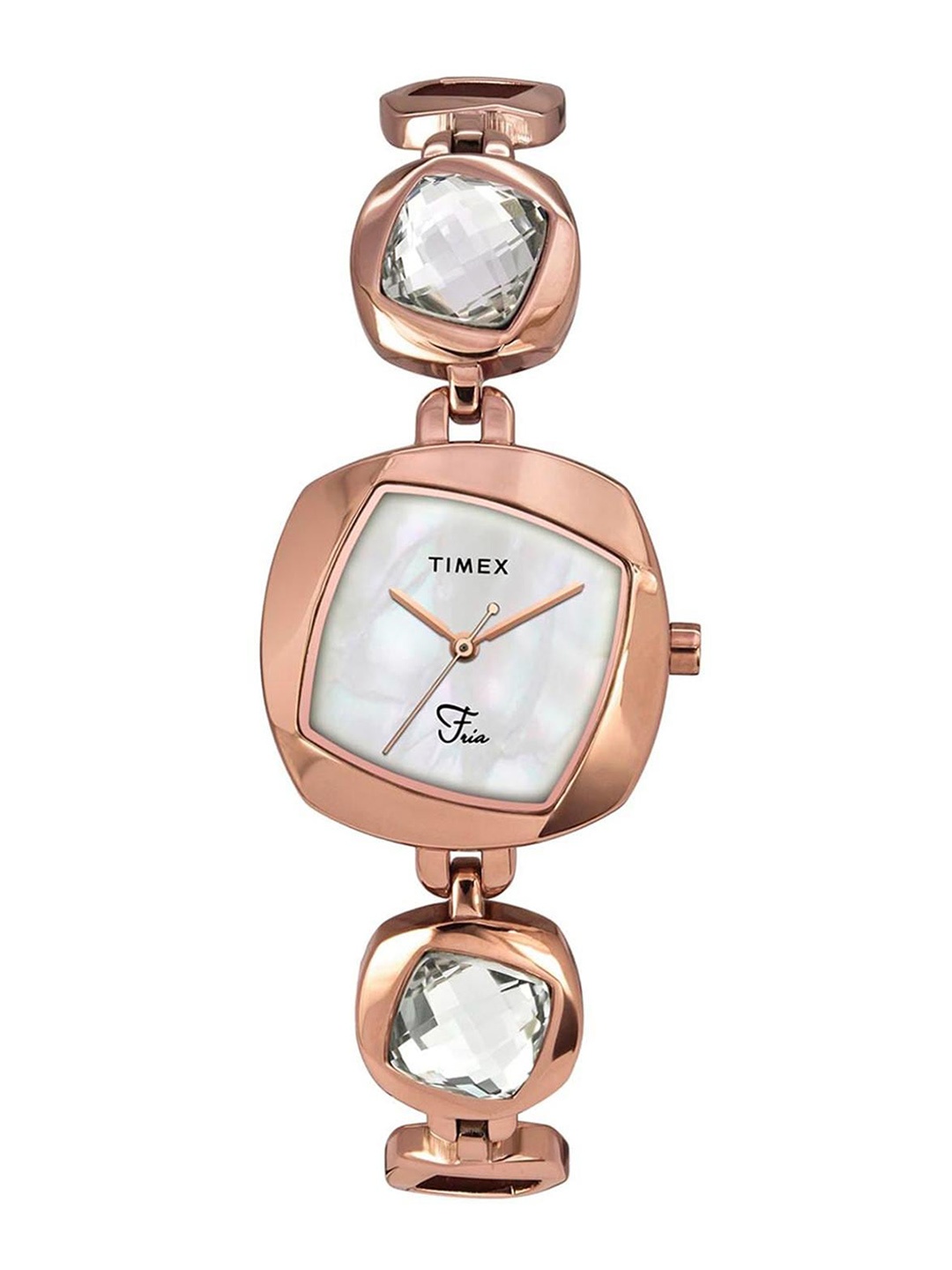 

Timex Women Brass Embellished Dial & Bracelet Style Straps Analogue Watch TWEL15000, Rose gold