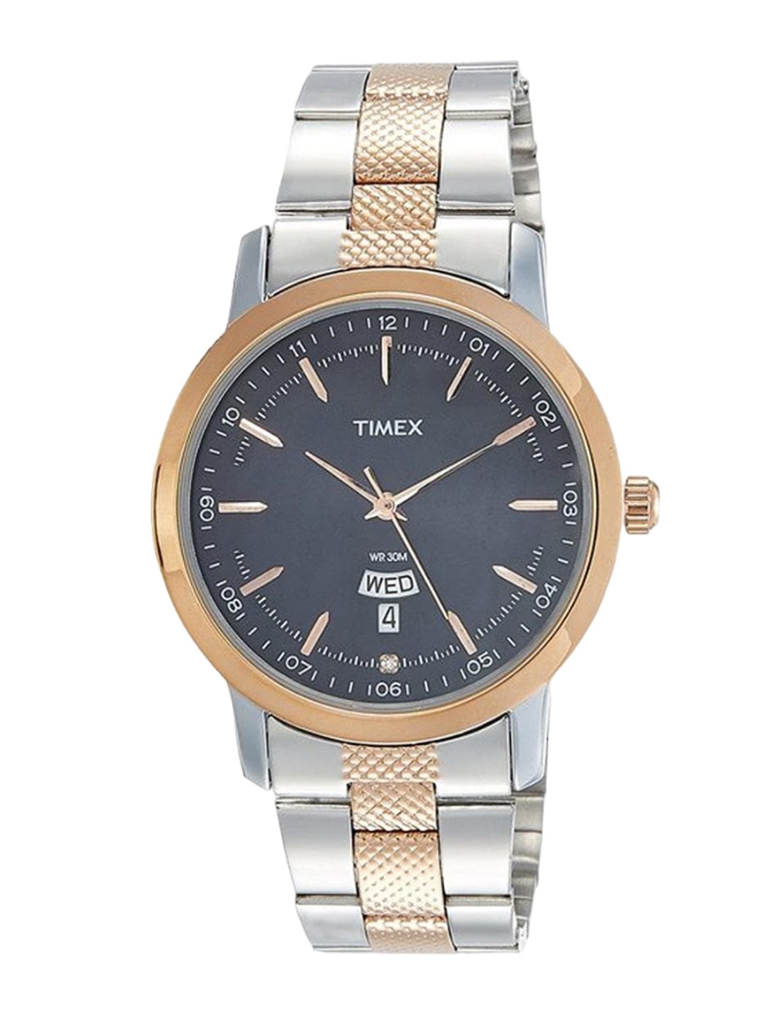 

Timex Men Textured Dial & Stainless Steel Bracelet Style Straps Analogue Watch TW000G913, Black