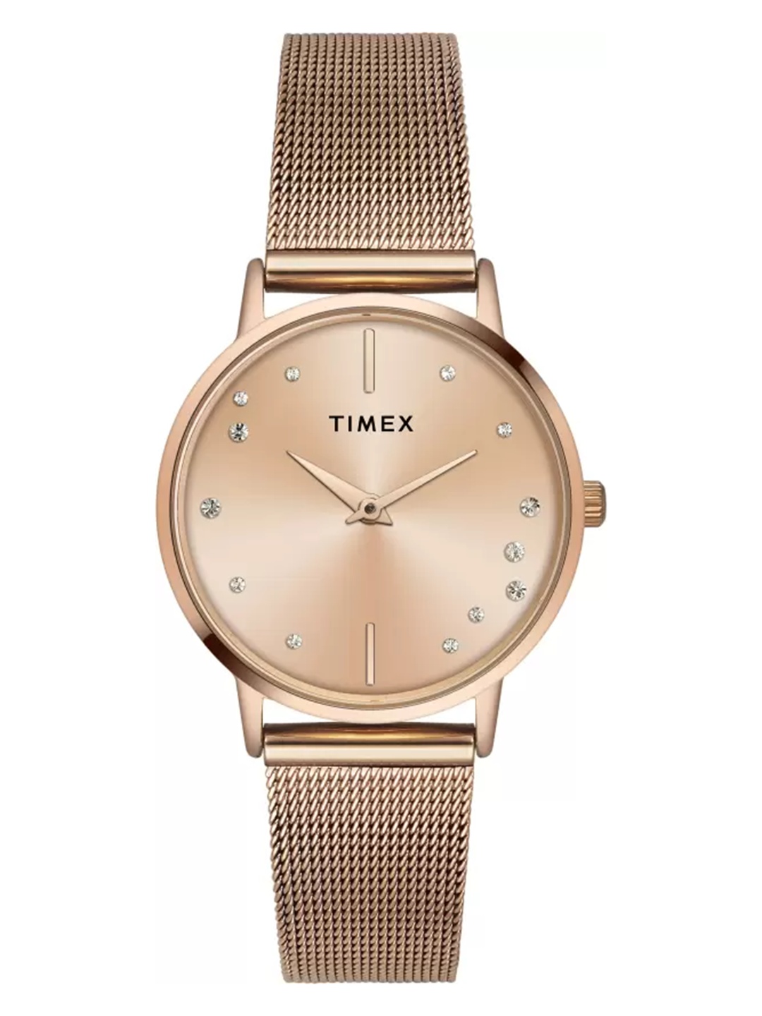 

Timex Women Brass Embellished Dial & Bracelet Style Straps Analogue Watch TWEL15602, Blue