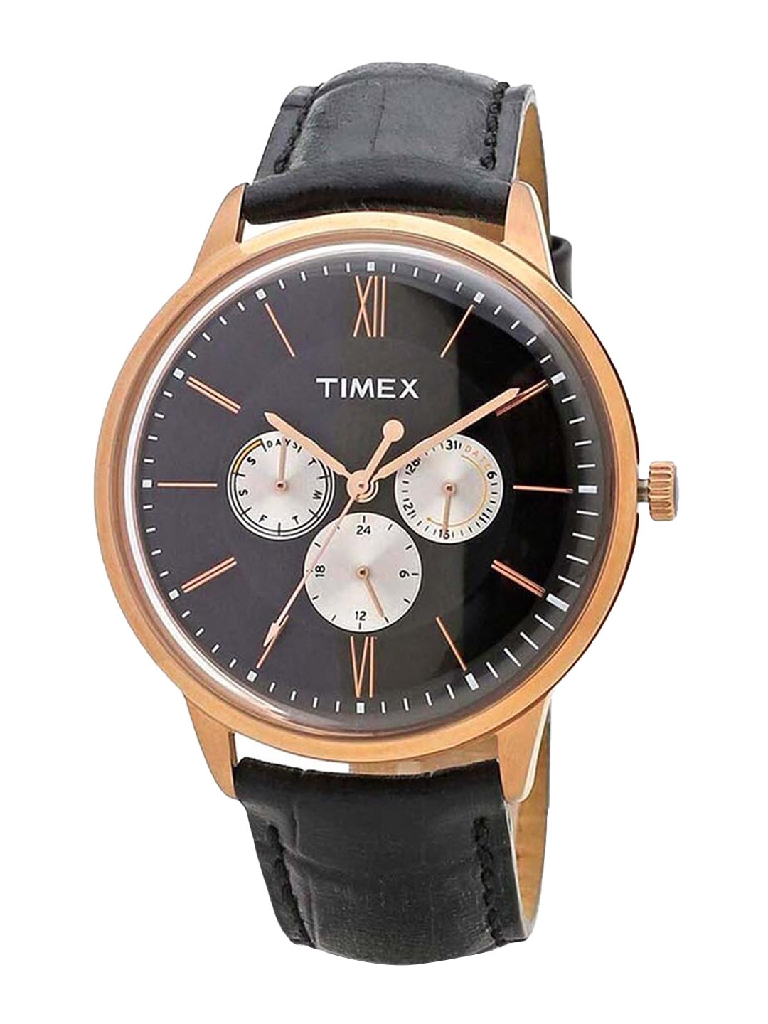 

Timex Men Textured Leather Analogue Watch TWEG17414, Black