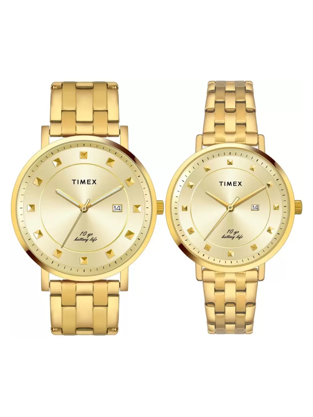 

Timex Set of 2 Brass Patterned Dial & Bracelet Style Straps Analogue Watches TW00PR280, Gold