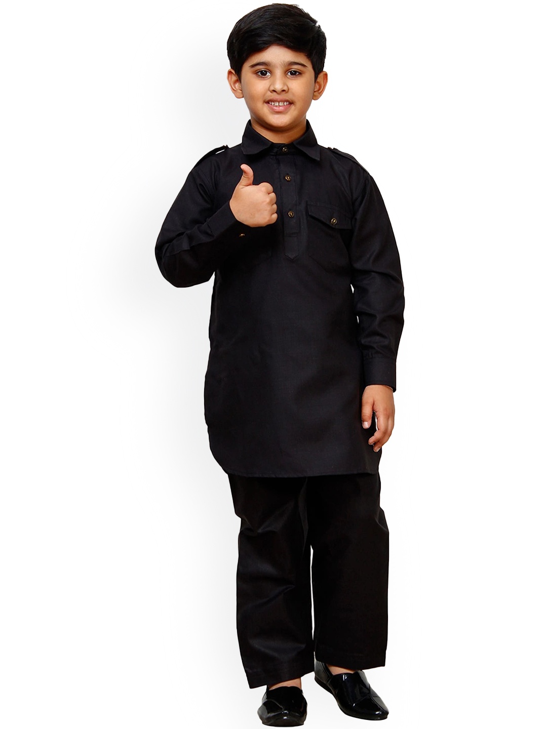 

Pro-Ethic STYLE DEVELOPER Boys Shirt Collar Pathani Kurta With Pyjamas, Black