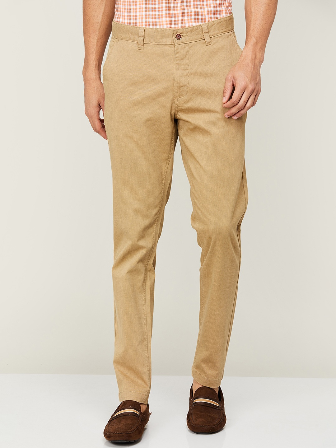 

CODE by Lifestyle Beige Mid-Rise Slim Fit Formal Trousers