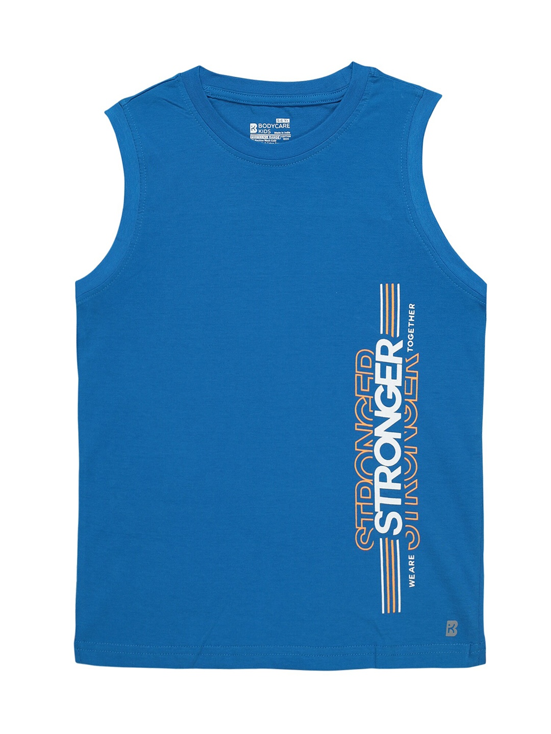 

Bodycare Kids Boys Typography Printed Sleeveless Cotton T-shirt, Blue