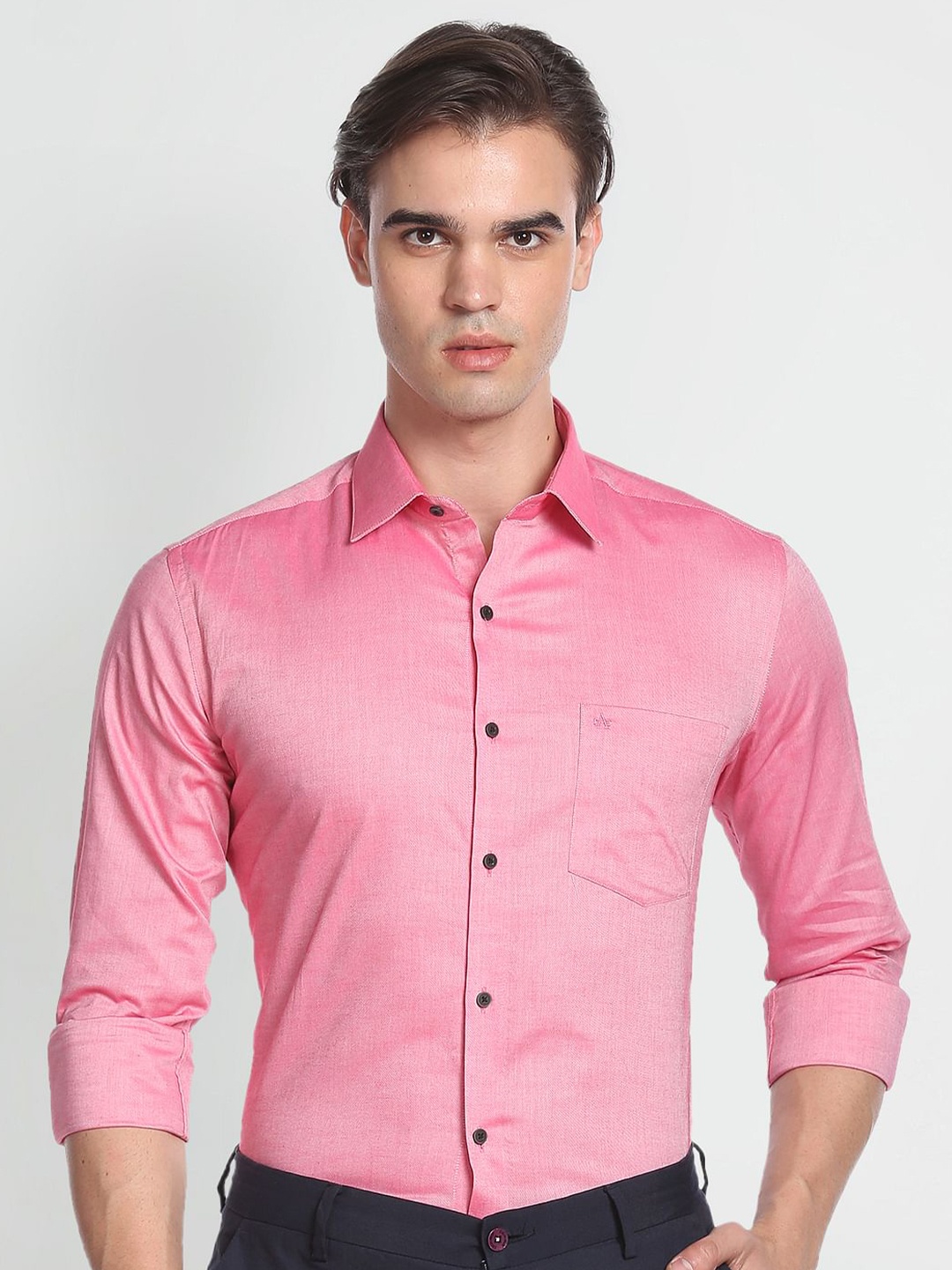 Arrow Long Sleeves Slim Fit Pure Cotton Formal Shirt, Pink