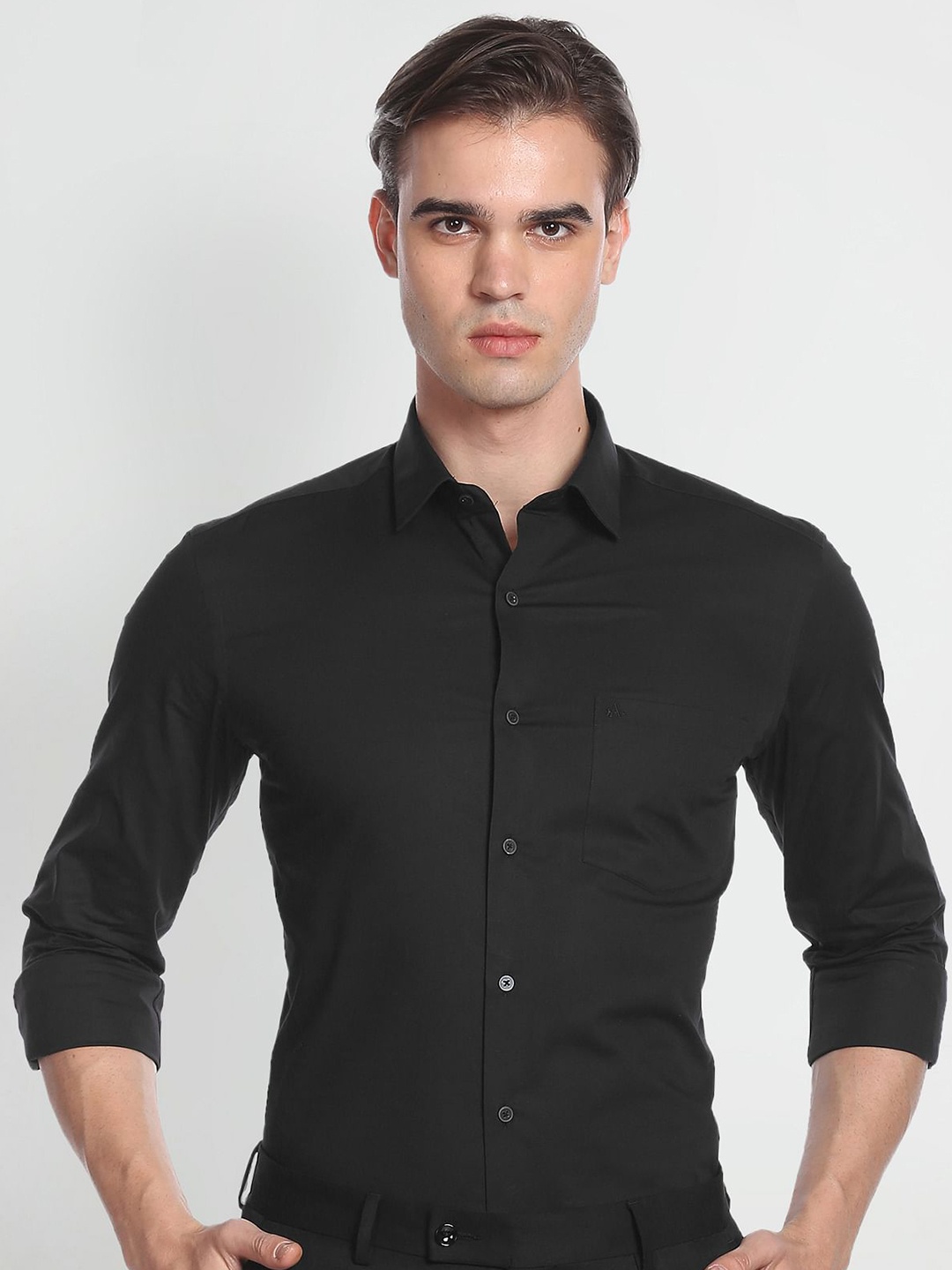 

Arrow Long Sleeves Slim Fit Pure Cotton Formal Shirt, Black