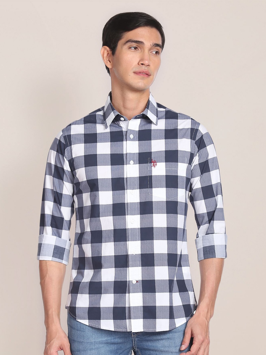 

U.S. Polo Assn. Buffalo Check Cotton Casual Shirt, Blue