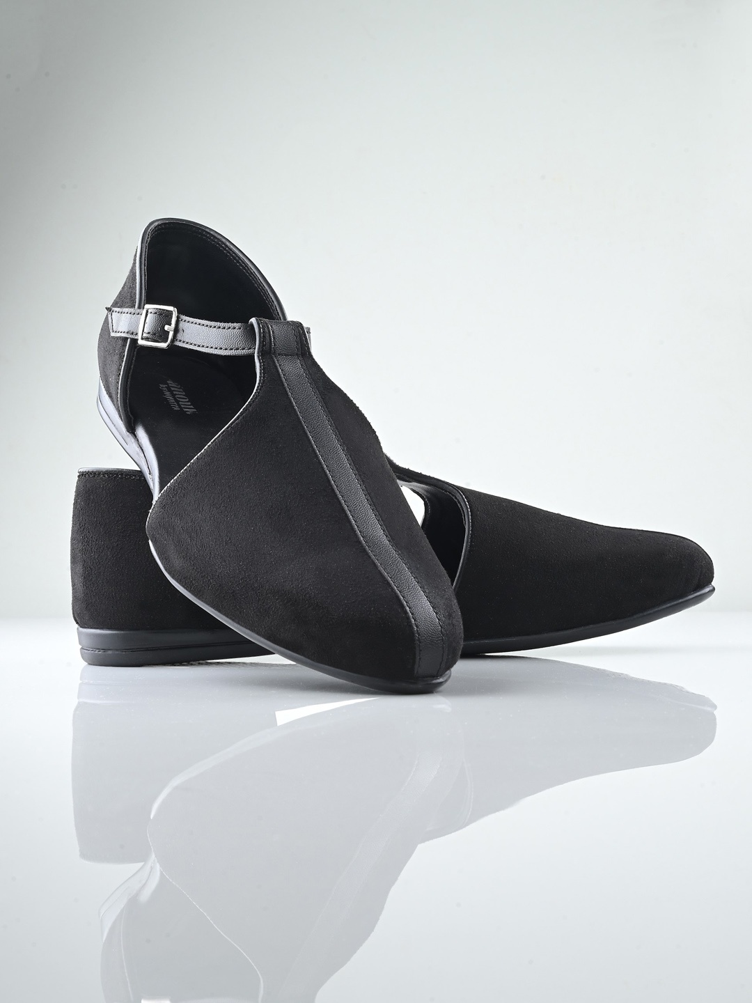 

Anouk Men Black Suede Leather Buckled Comfort Sandals