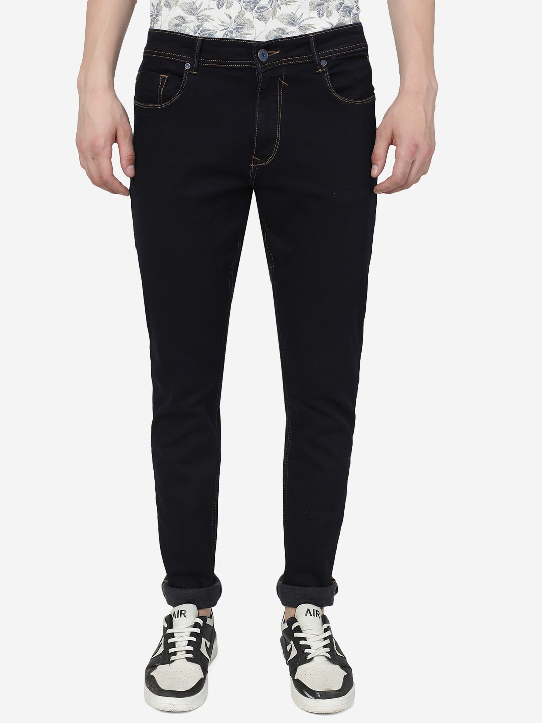 

JADE BLUE Men Straight Fit Stretchable Cotton Jeans, Black