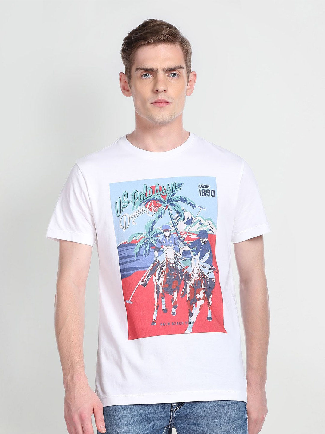 

U.S. Polo Assn. Denim Co. Graphic Printed Slim Fit T-shirt, White