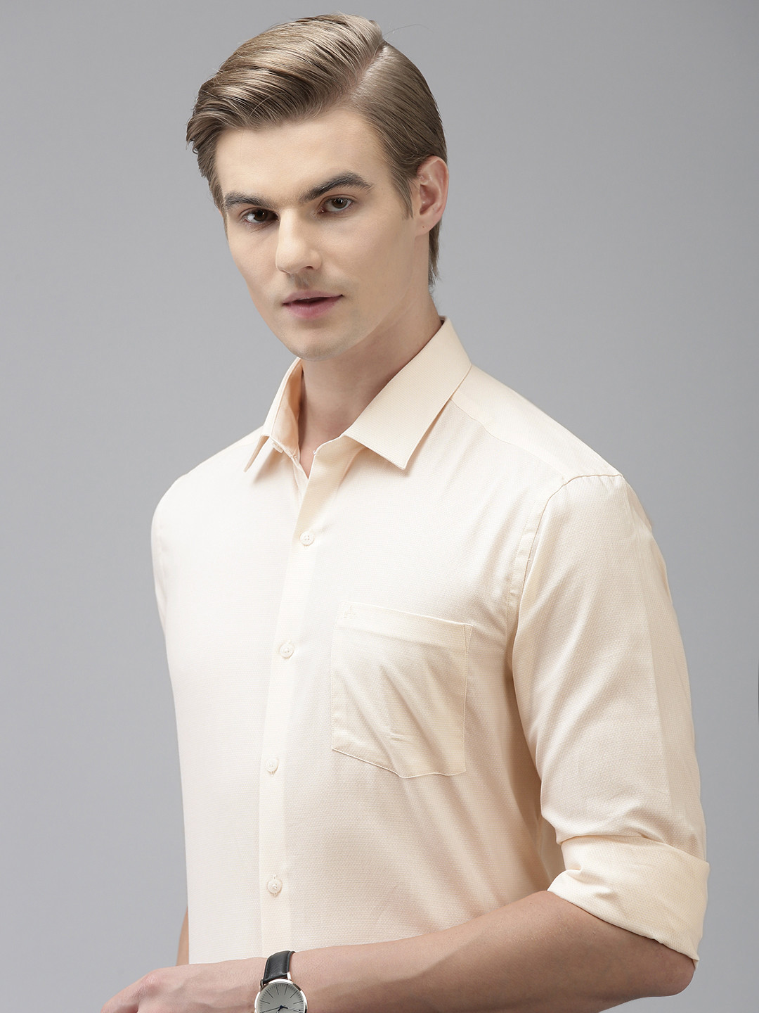 

Arrow Pure Cotton Self Design Textured Original Slim Fit Formal Shirt, Cream