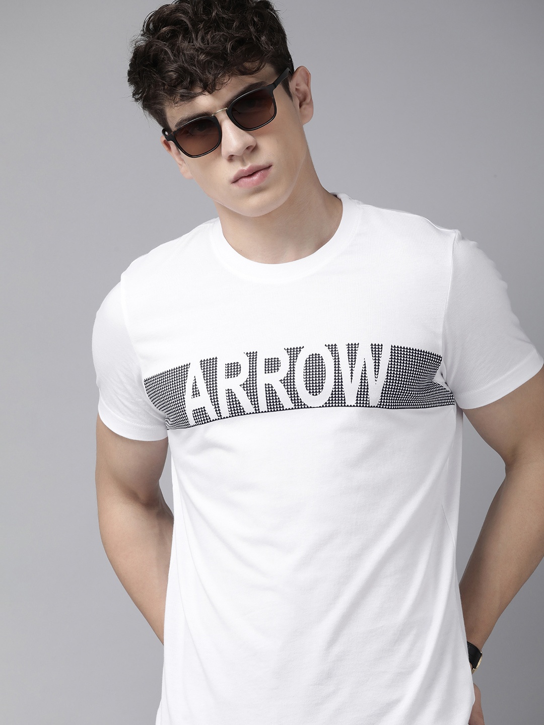 

Arrow Men Typography Printed Pure Cotton T-shirt, White