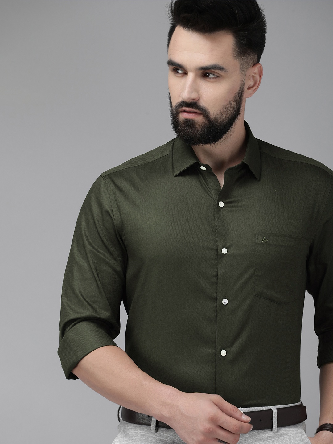 

Arrow Original Slim Fit Opaque Pure Cotton Formal Shirt, Olive