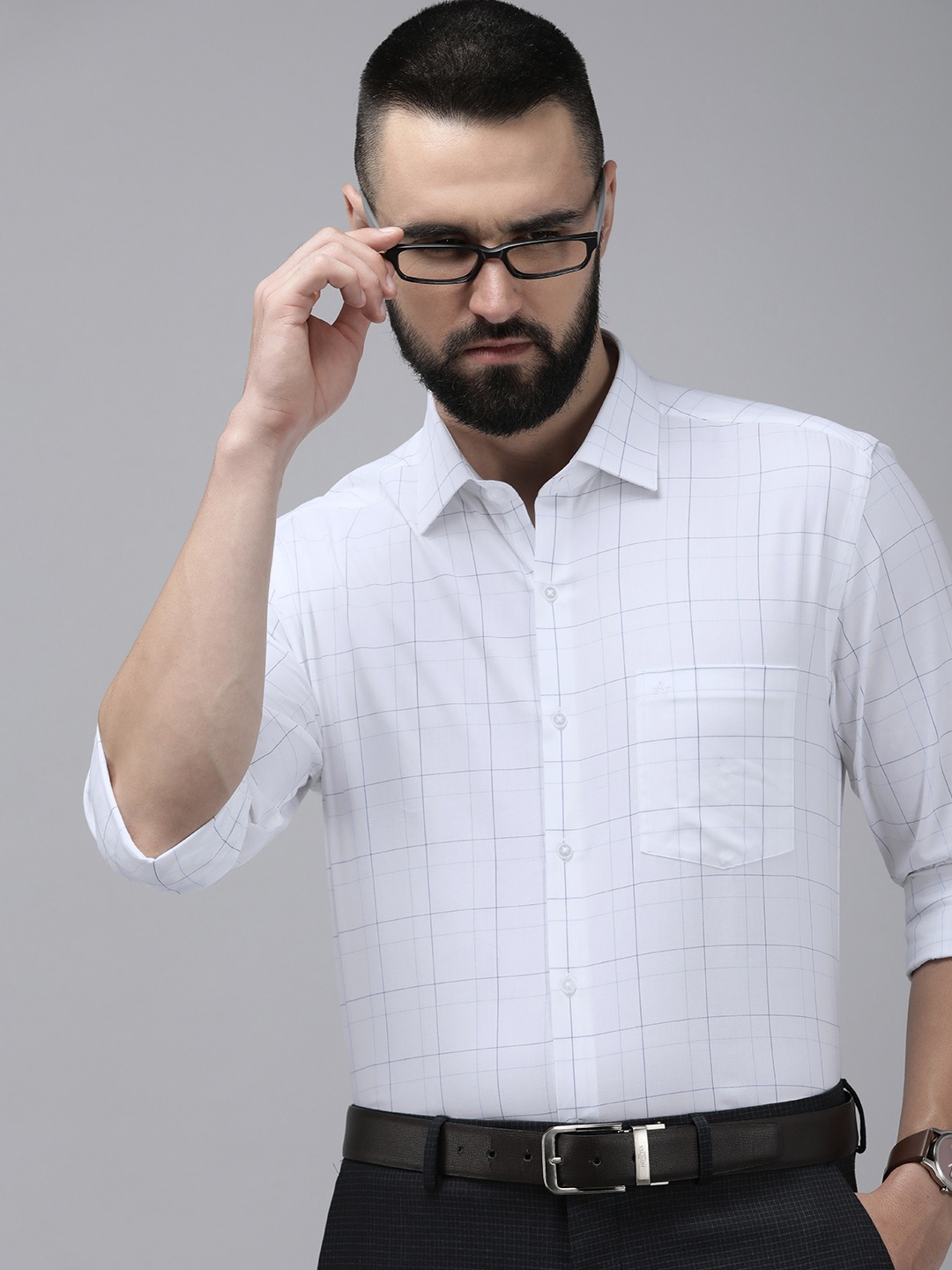 

Arrow Pure Cotton Manhattan Slim Fit Opaque Checked Formal Shirt, White