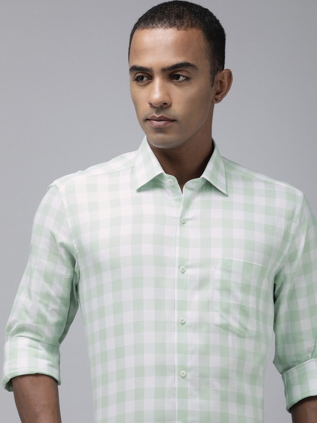 

Arrow Men Pure Cotton Original Slim Fit Buffalo Checked Formal Shirt, Green