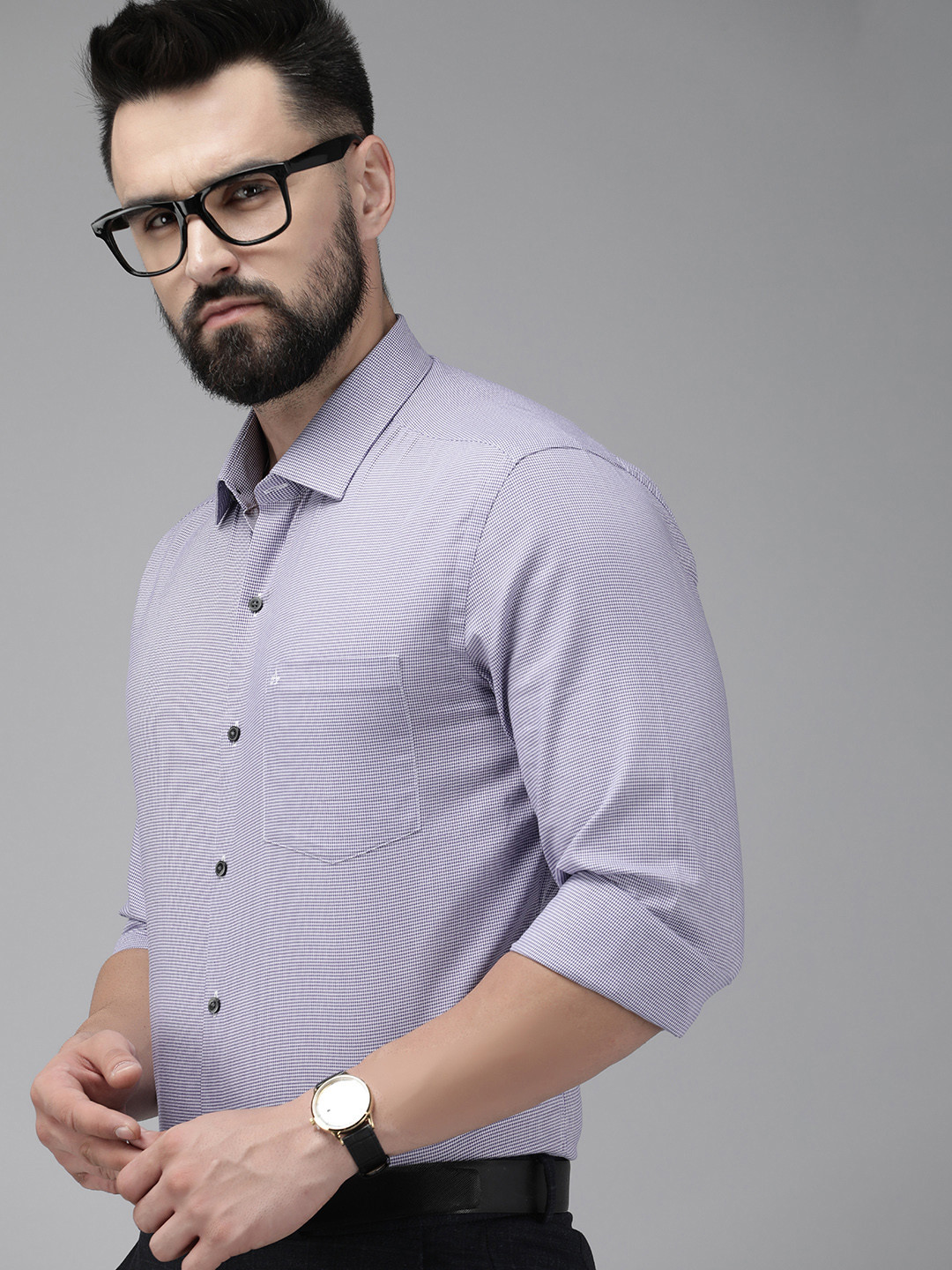 

Arrow Self-Design Manhattan Slim Fit Pure Cotton Formal Shirt, Purple