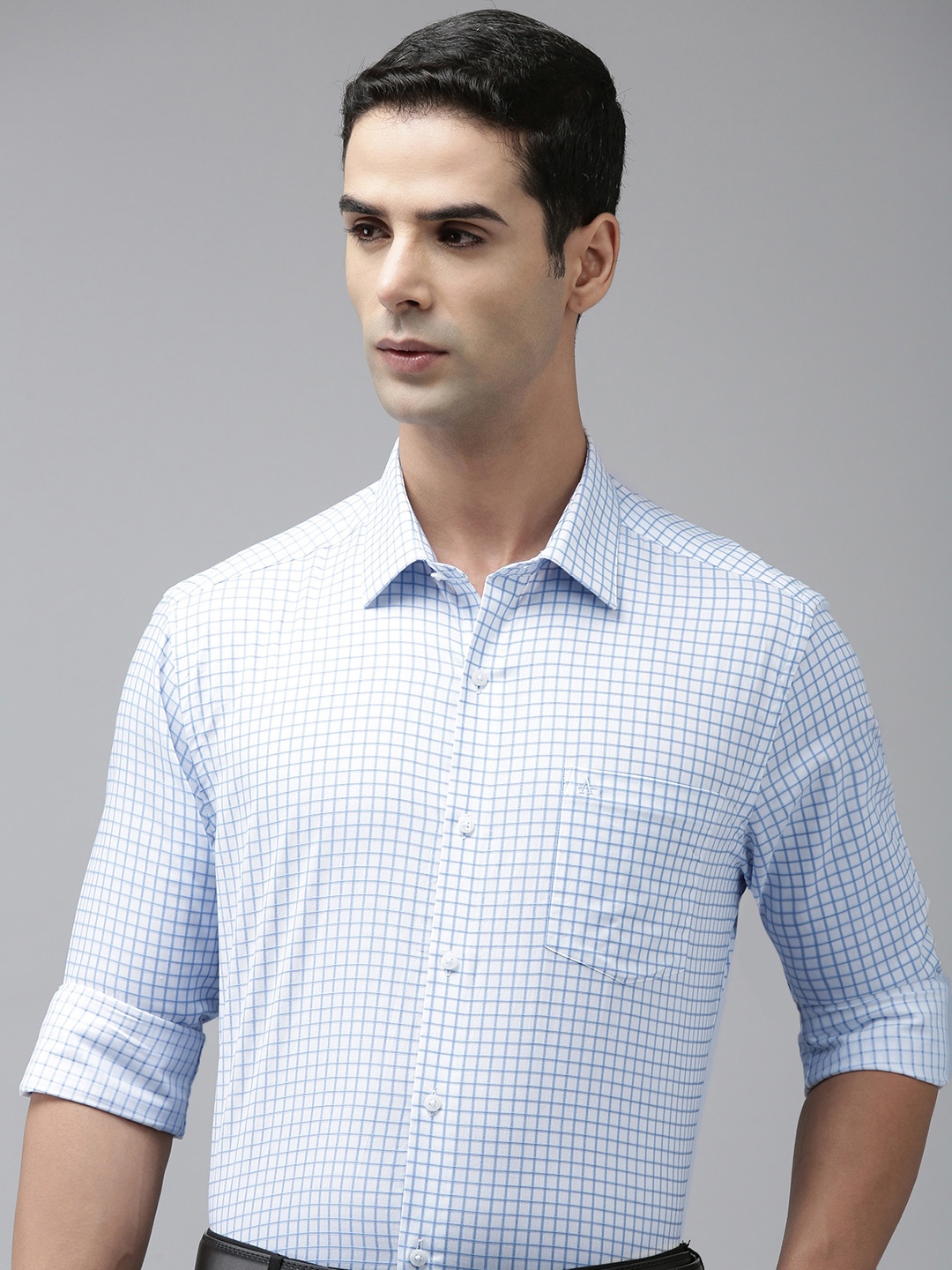 

Arrow Manhattan Slim Fit Pure Cotton Checked Formal Shirt, Blue