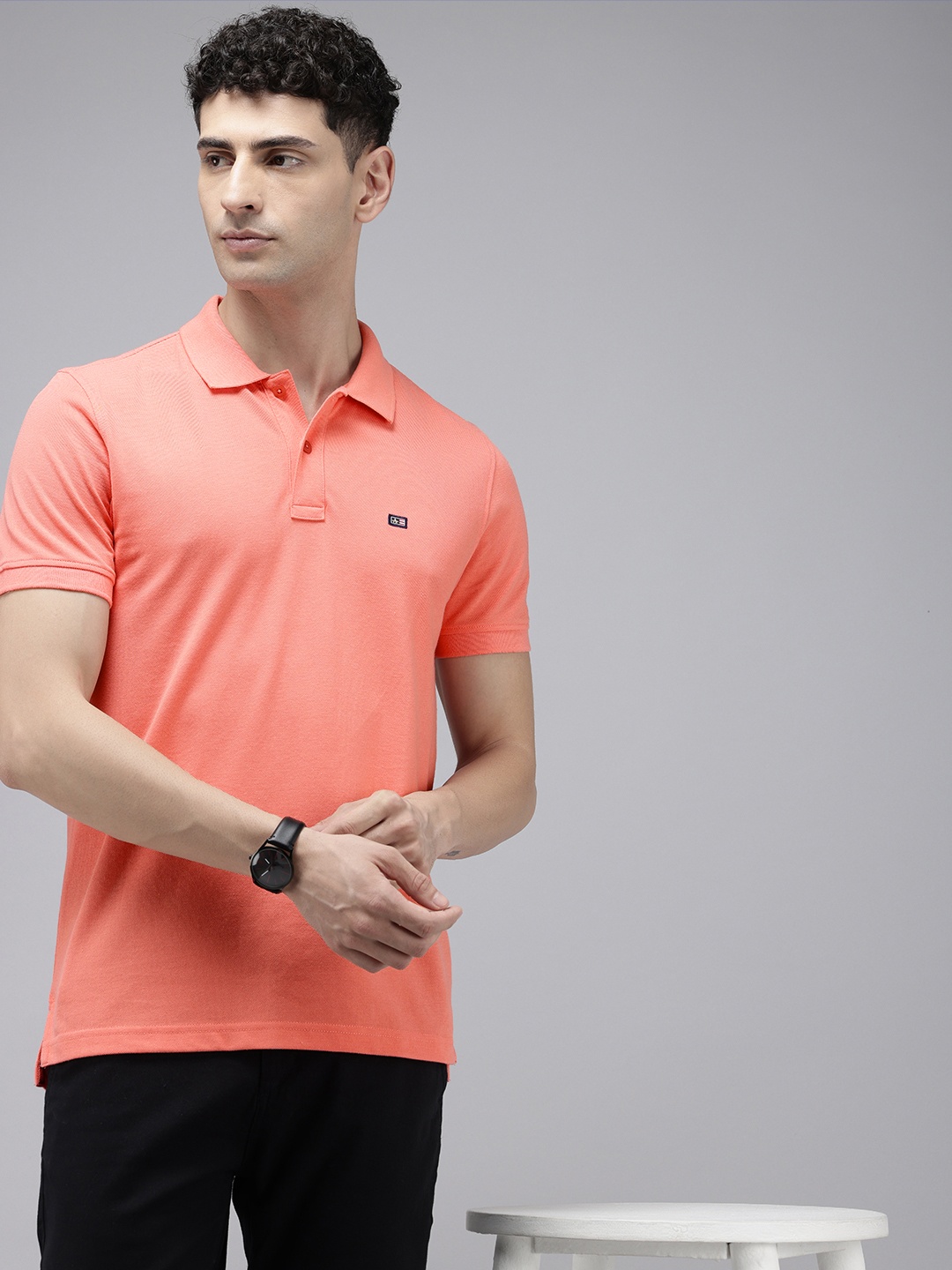 

Arrow Short Sleeves Polo Collar T-shirt, Pink