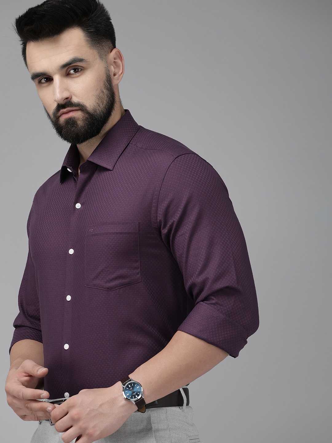 

Arrow Original Slim Fit Opaque Pure Cotton Formal Shirt, Purple