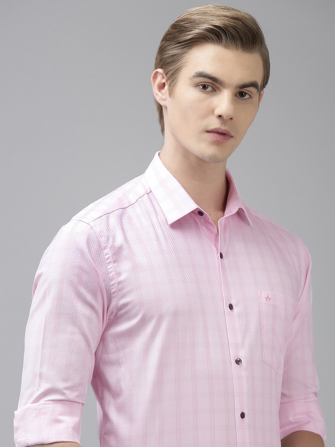 

Arrow Men Originals Manhattan Slim Fit Checked Pure Cotton Formal Shirt, Pink