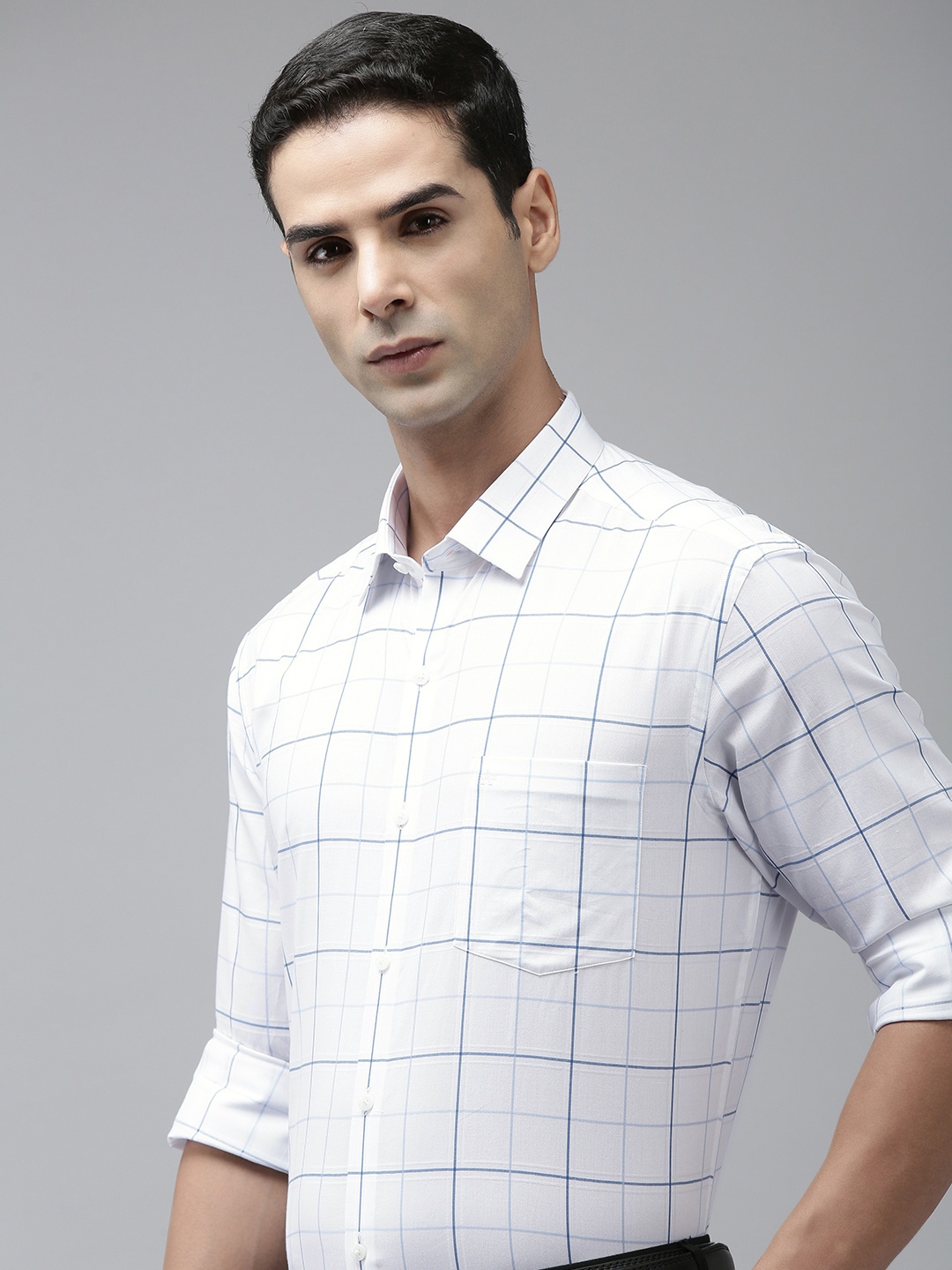 

Arrow Pure Cotton Original Slim Fit Windowpane Checked Formal Shirt, White