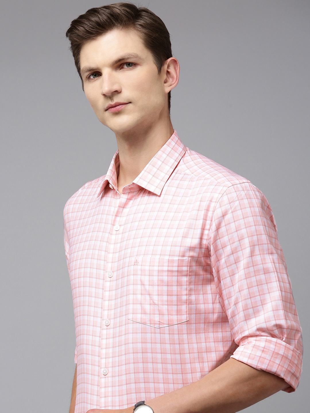 

Arrow Pure Cotton Original Slim Fit Opaque Checked Formal Shirt, Pink