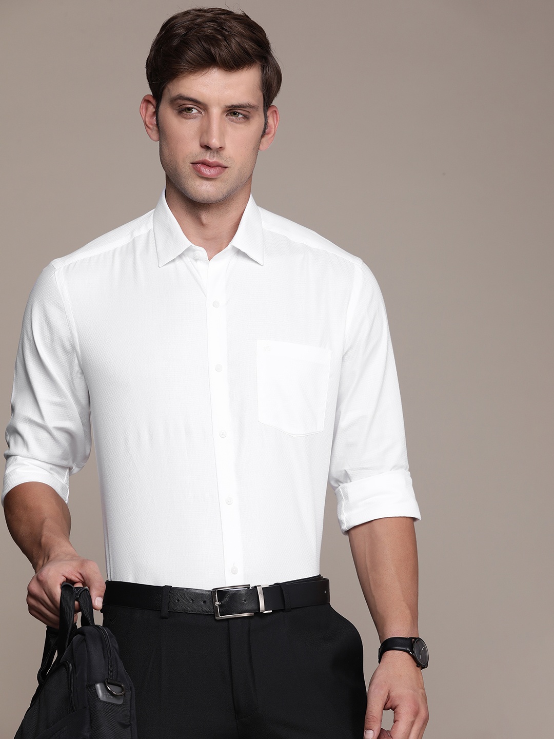 

Arrow Men Pure Cotton Manhattan Slim Fit Formal Shirt, White