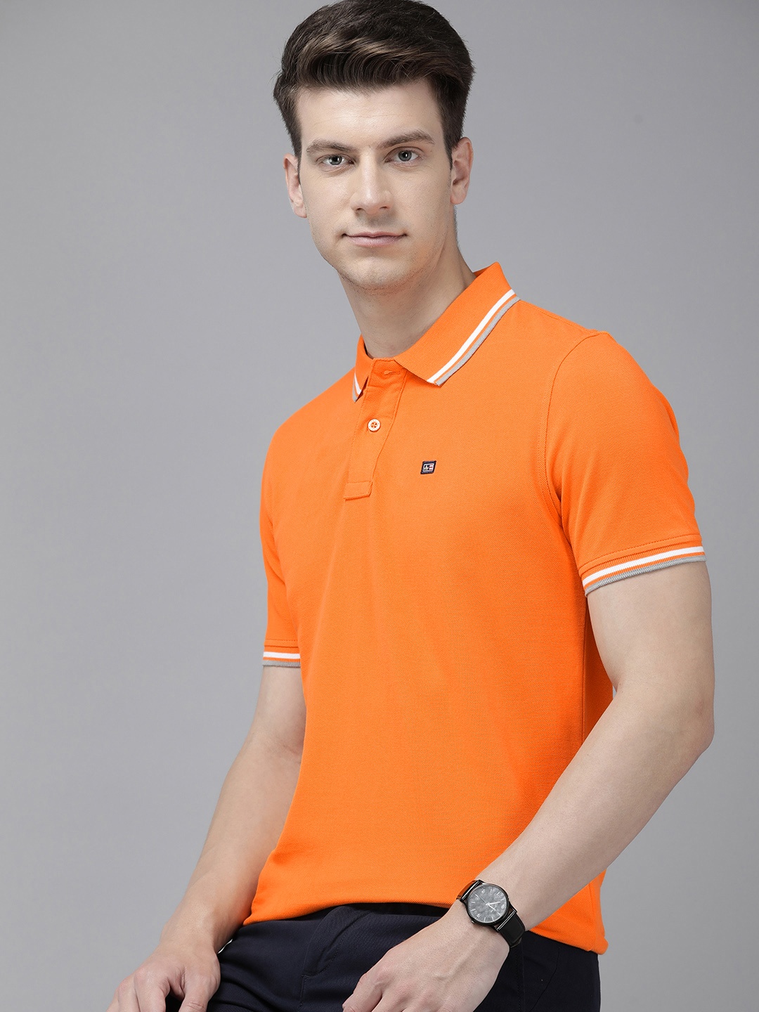 

Arrow Solid Polo Collar Regular Fit Pure Cotton T-shirt, Orange