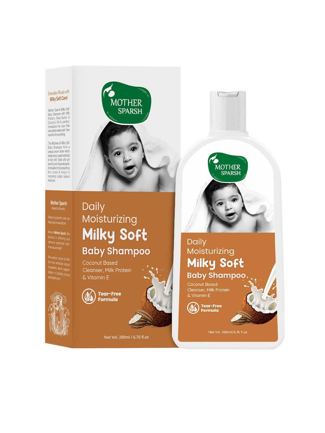 Mother Sparsh Kids Milky Soft Baby Shampoo For Daily Moisturizing - 200ml, White