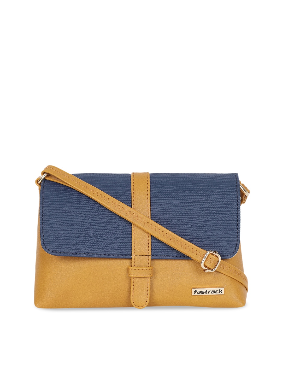

Fastrack Colourblocked PU Structured Sling Bag, Mustard