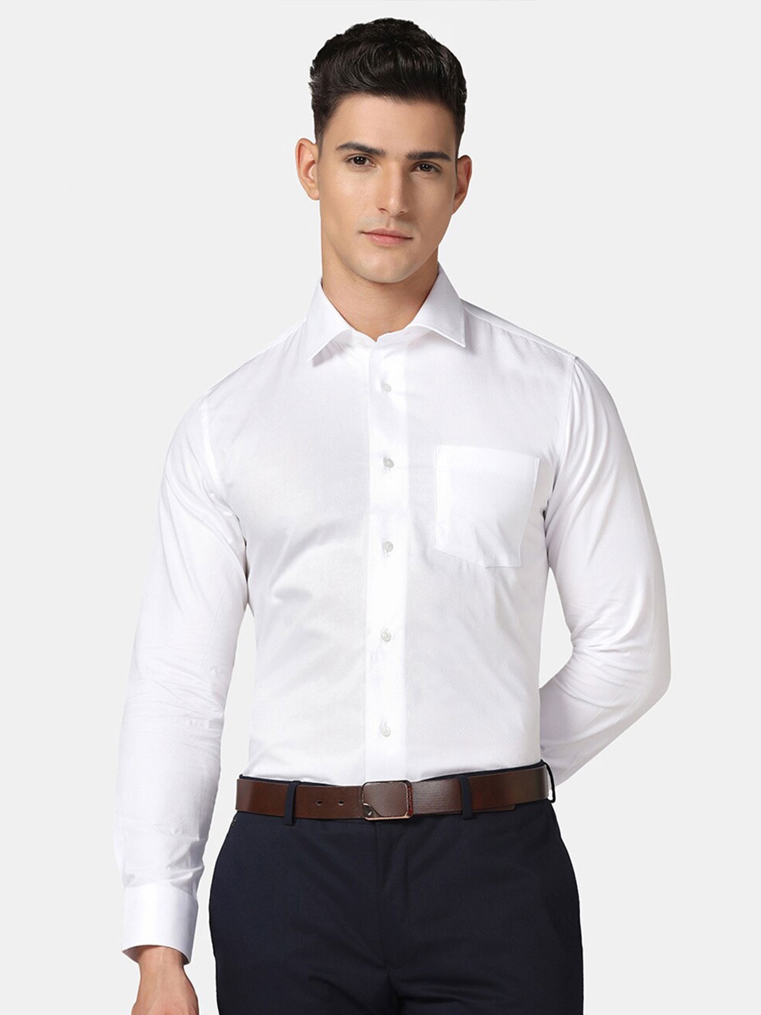 

Blackberrys India Slim Fit Spread Collar Opaque Formal Pure Cotton Shirt, White