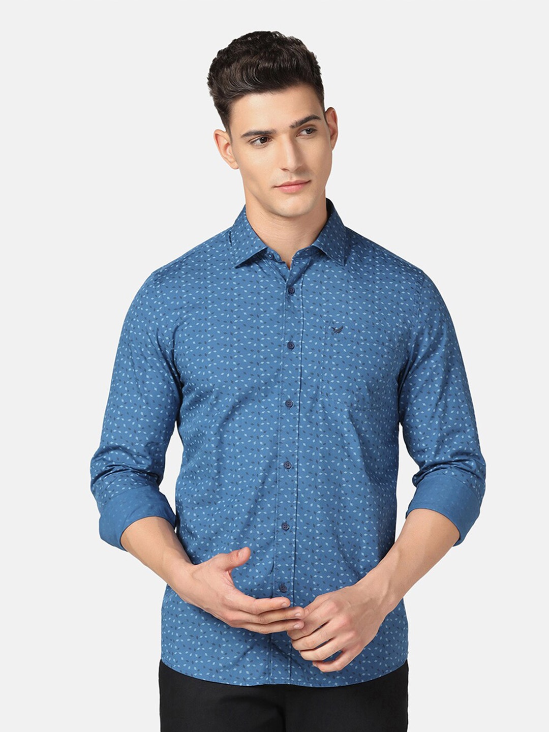 

Blackberrys Slim Fit Micro Ditsy Printed Pure Cotton Casual Shirt, Blue