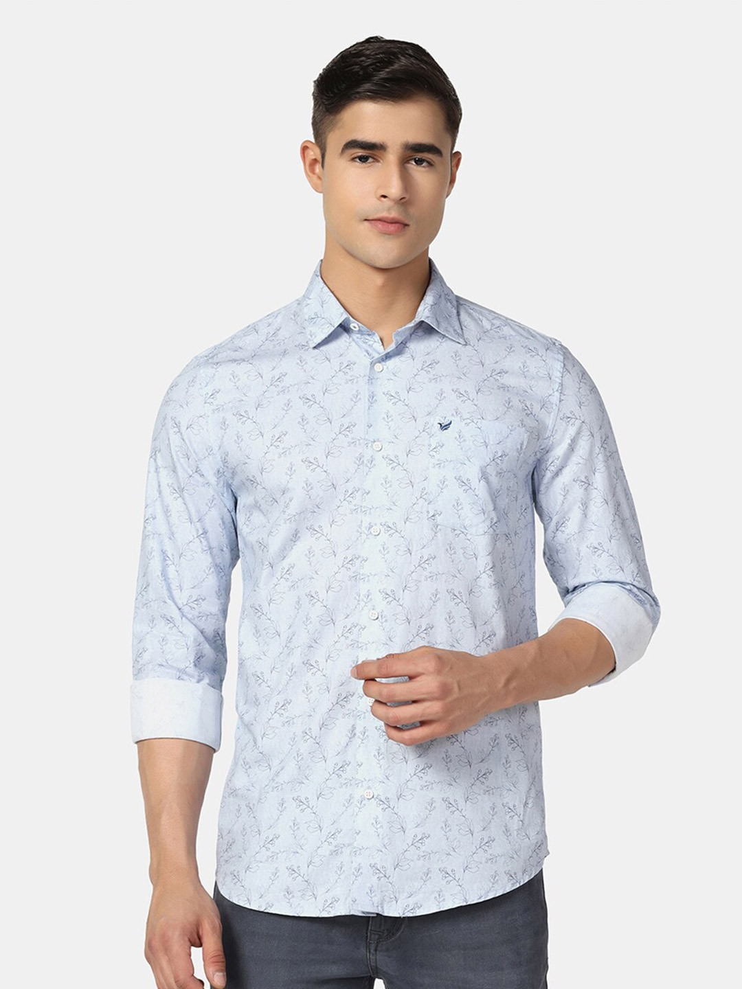 

Blackberrys India Slim Floral Printed Pure Cotton Casual Shirt, Blue