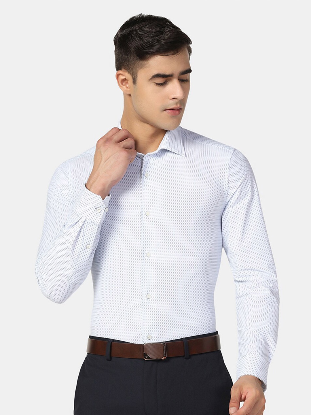 

Blackberrys Micro Ditsy Printed Slim Fit Formal Shirt, White