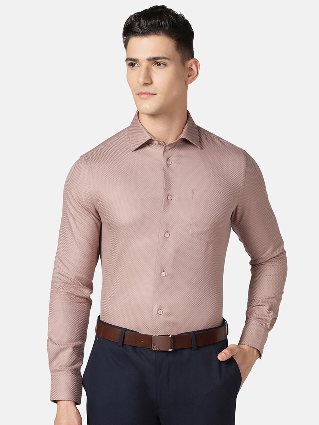 

Blackberrys India Slim Micro Ditsy Printed Pure Cotton Formal Shirt, Pink