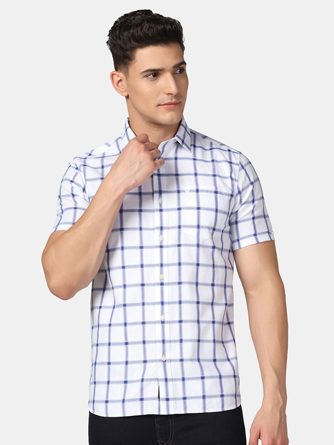 

Blackberrys India Slim Checked Pure Cotton Casual Shirt, White