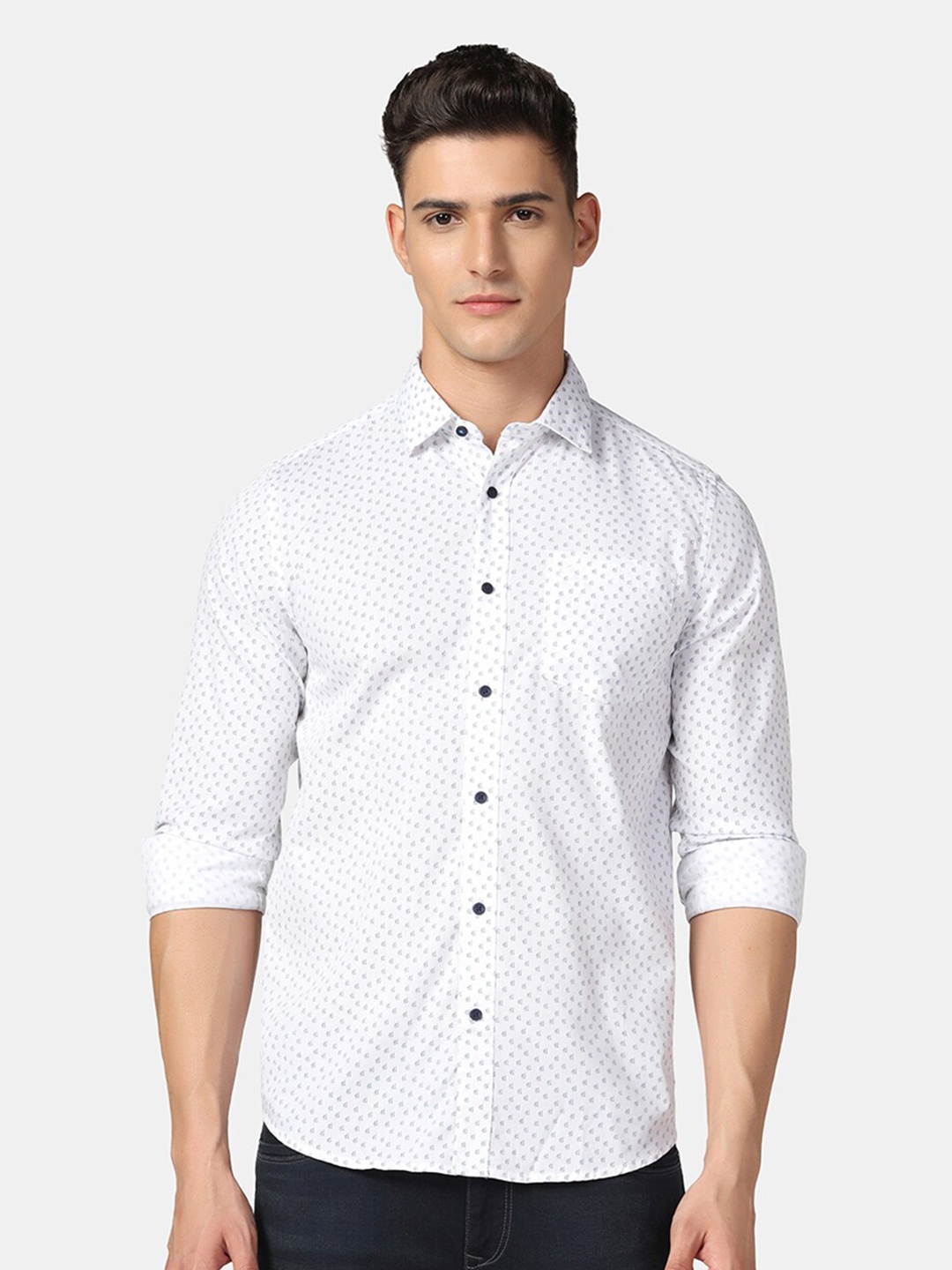 

Blackberrys Conversational Printed India slim Slim Fit Casual Shirt, White