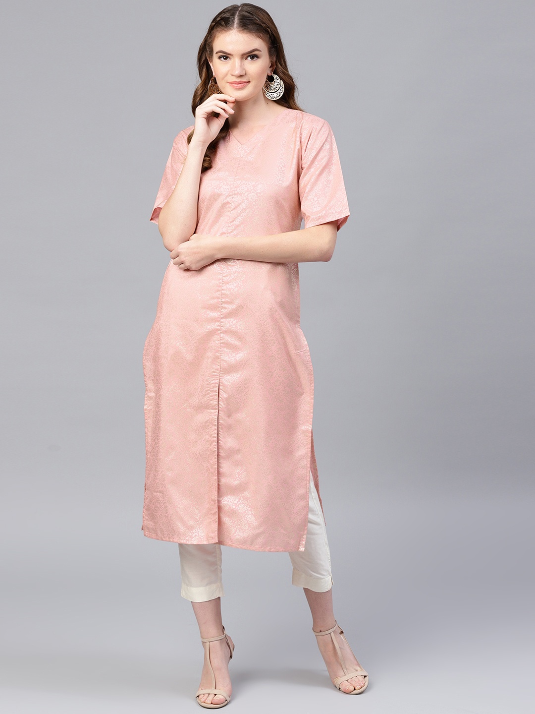 

Ahalyaa Women Pink Straight Kurta