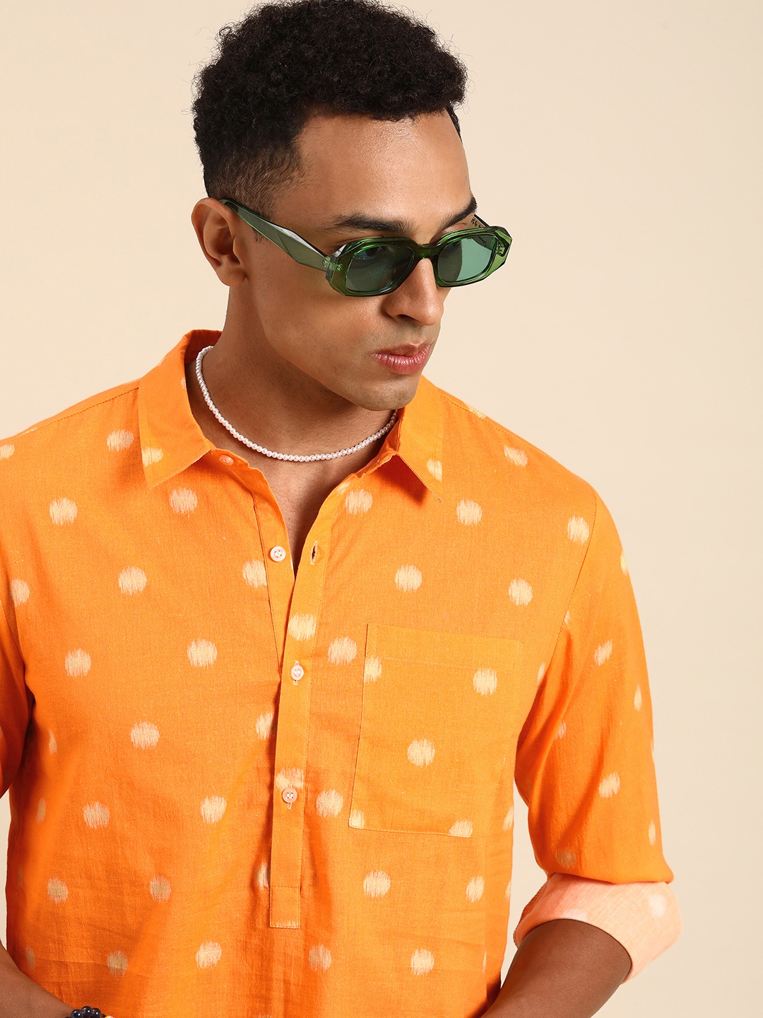 

Sangria Men Mustard Relaxed Opaque Printed Casual Shirt