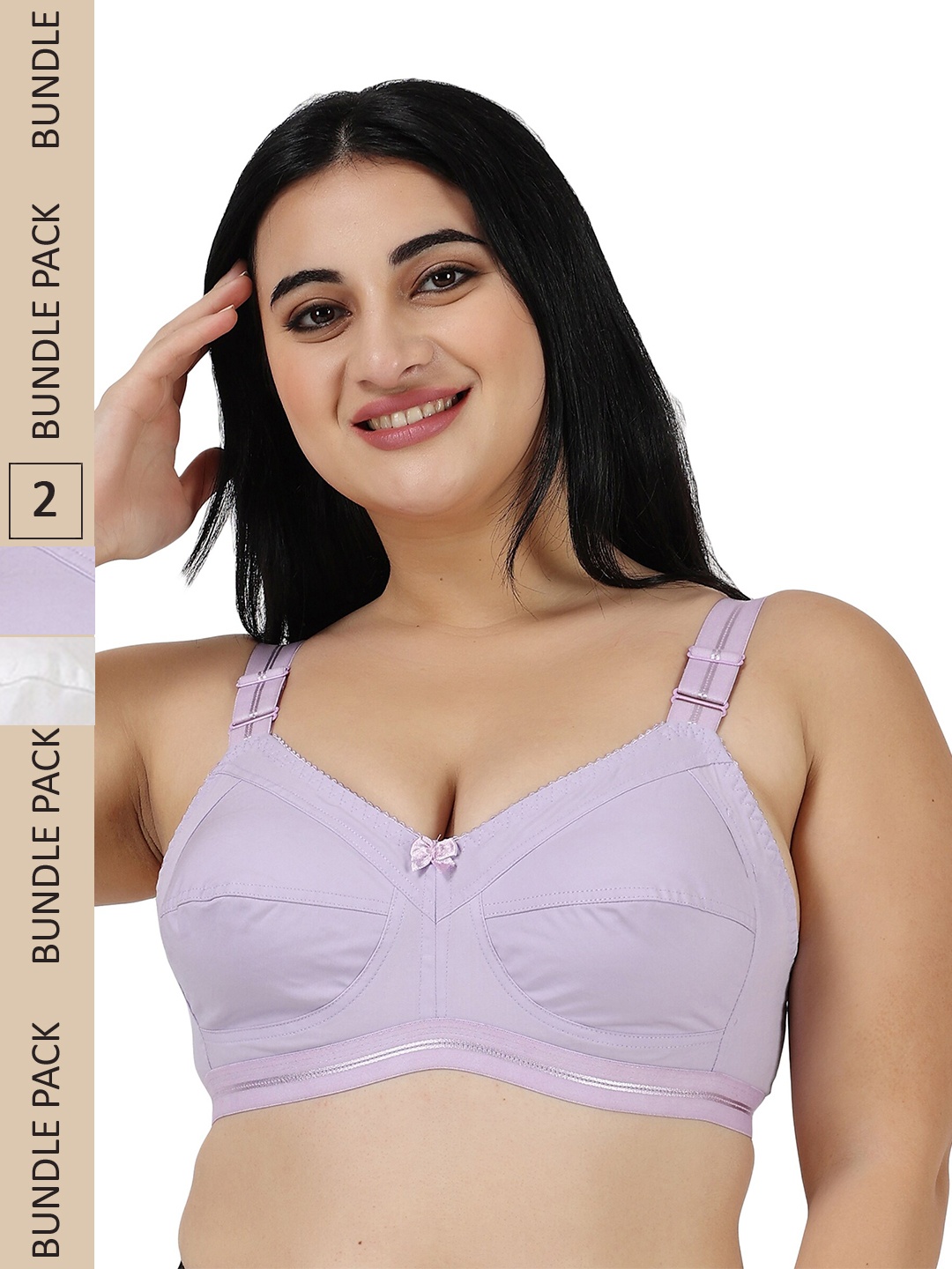 

LADYLAND Women Plus Size Pack of 2 Assorted Cotton T-shirt Bra - Full Coverage