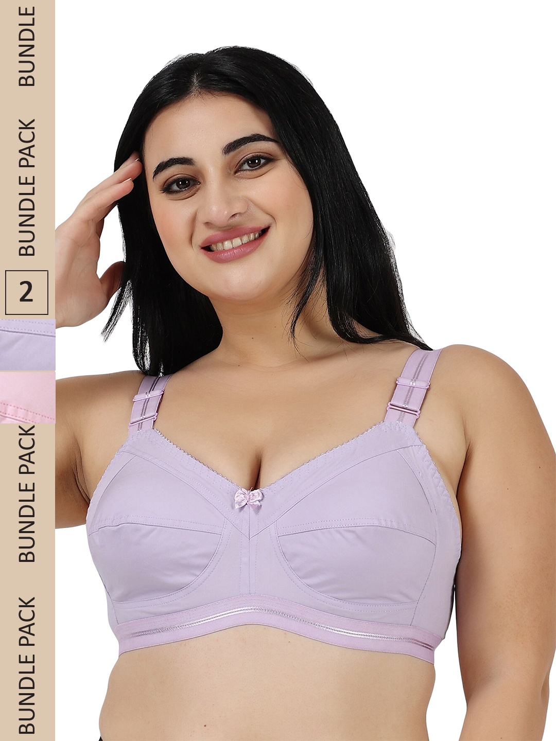 

LADYLAND Women Plus Size Pack of 2 Assorted Cotton T-shirt Bra - Full Coverage