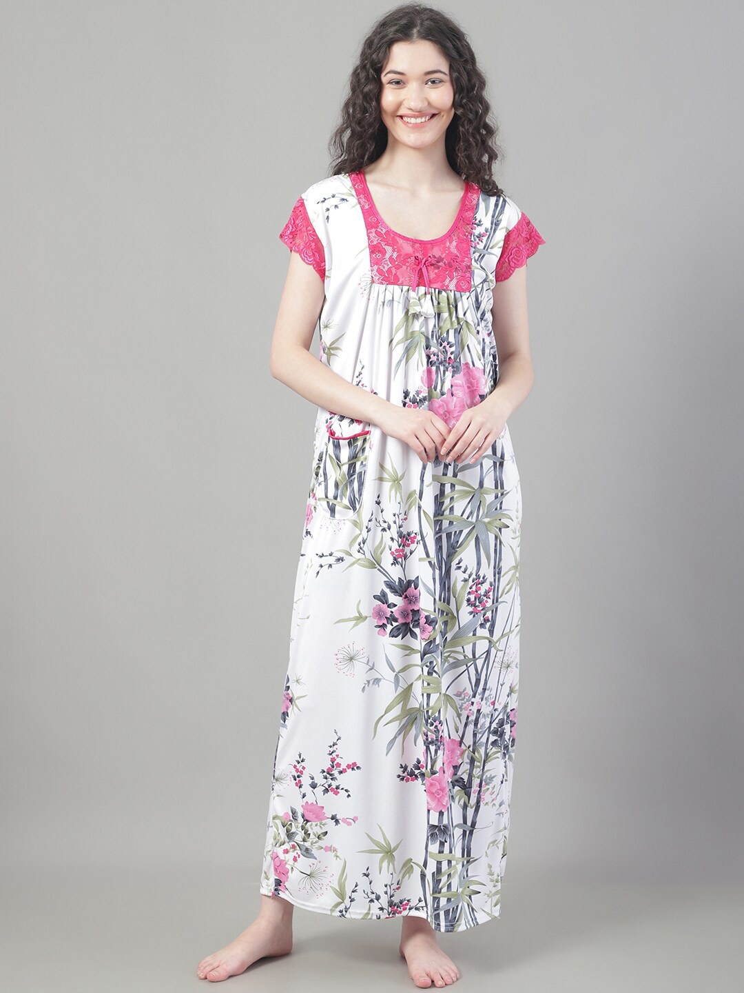 

Shararat Floral Printed Maxi Nightdress, White