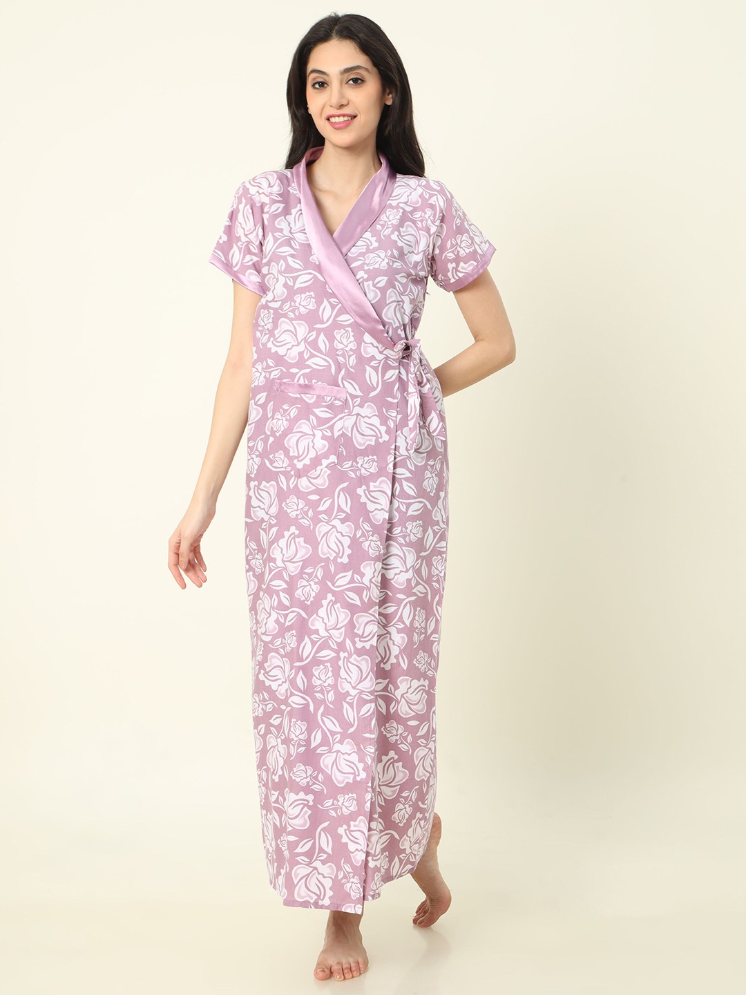 

9shines Label Floral Printed Maxi Nightdress, Purple