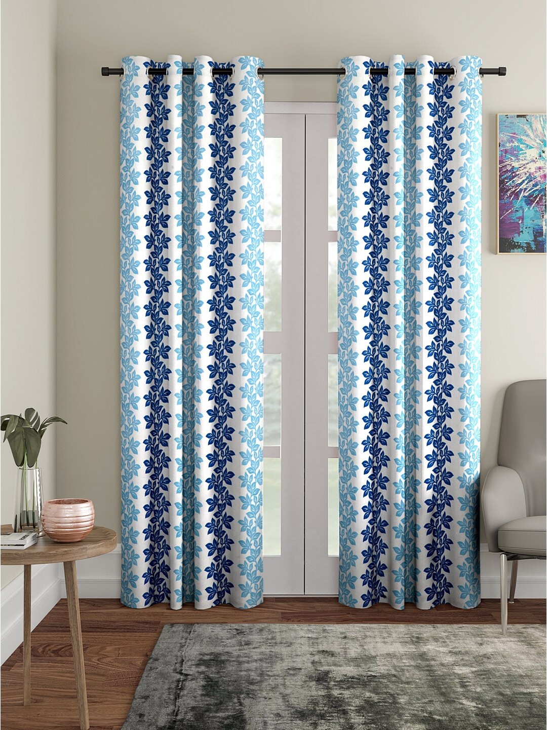 

Cortina Blue & White 2 Pieces Quirky Printed Door Curtains