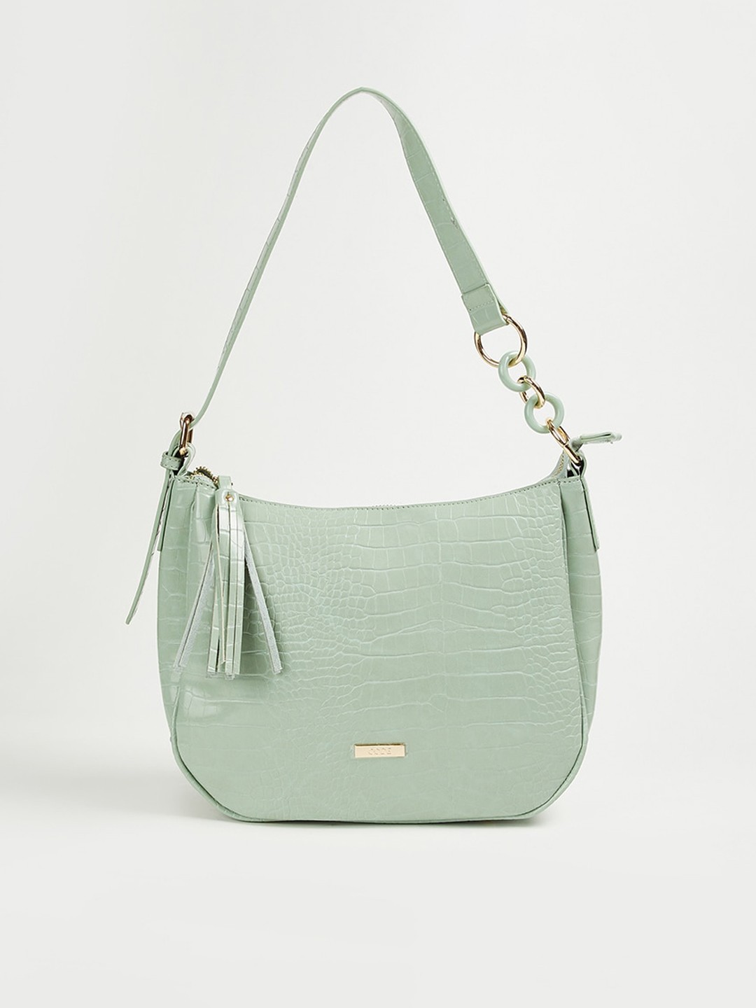 

CODE by Lifestyle Green Bowling Hobo Bag with Tasselled