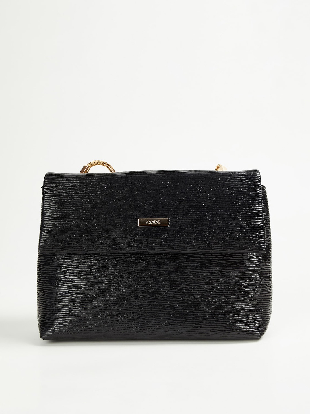 

CODE by Lifestyle Textured Structured Sling Bag with Quilted, Black