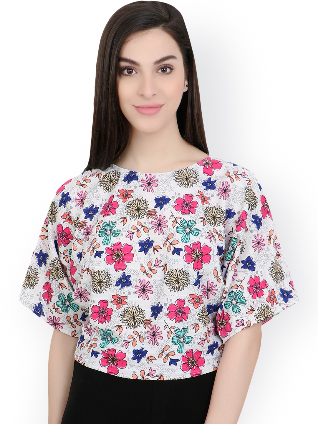 

Cation Women White Printed Pure Cotton Top