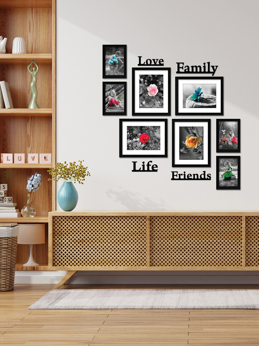 

nest ART 8 Pcs Black Photo Frames With Plaque